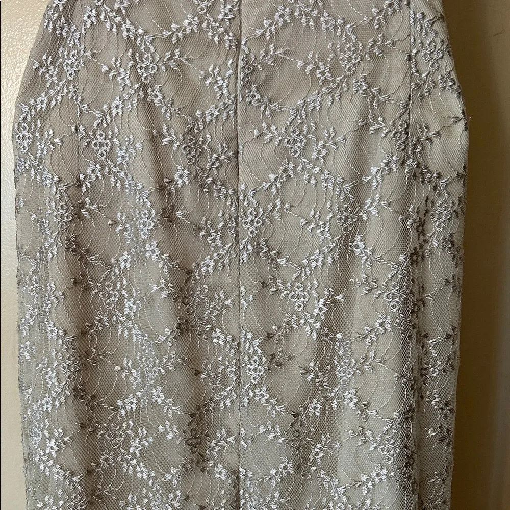 Alex Evenings Spaghetti Strap Cream Lace Gown size 14